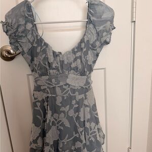 Elegant Blue Floral Dress